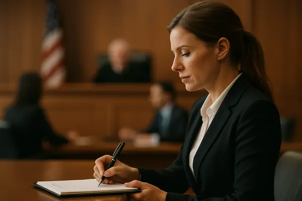 a female lawyer writing in her notes in a courtroom from San Jose Lemon Law Attorney in San Jose, CA - Lemon Law for Chevrolet Vehicles a female lawyer writing in her notes in a courtroom from San Jose Lemon Law Attorney in San Jose, CA - Lemon Law for Chevrolet Vehicles