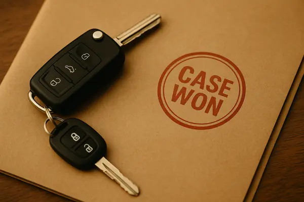 a set of keys on top of a folder that says case won from San Jose Lemon Law Attorney in Los Angeles, CA - Los Angeles CA a set of keys on top of a folder that says case won from San Jose Lemon Law Attorney in Los Angeles, CA - Los Angeles CA