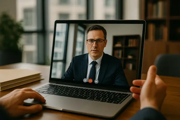 a lawyer having a video call meeting with a client from San Jose Lemon Law Attorney in Sacramento, CA - Sacramento CA a lawyer having a video call meeting with a client from San Jose Lemon Law Attorney in Sacramento, CA - Sacramento CA