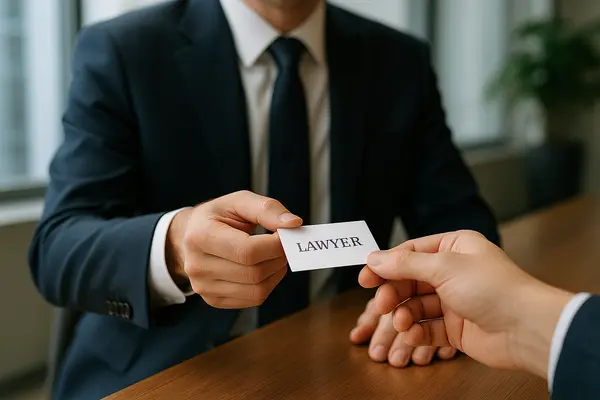 a lawyer handing a man a business card from San Jose Lemon Law Attorney in San Jose, CA - Who pays the legal fees in lemon law cases a lawyer handing a man a business card from San Jose Lemon Law Attorney in San Jose, CA - Who pays the legal fees in lemon law cases